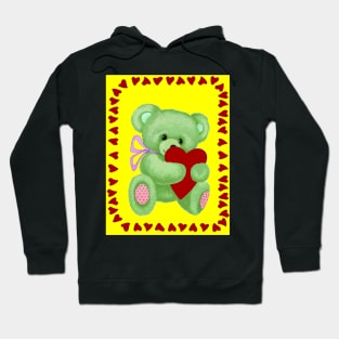 Valentine Teddy Bear Cartoon Fantasy Print Hoodie